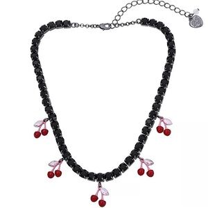 Betsy Johnson Tennis Necklace with Red Cherry Charms 🍒
